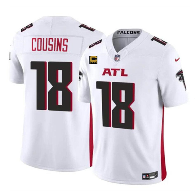 Men's Atlanta Falcons #18 Kirk Cousins White 2024 F.U.S.E With 4-Star C Patch Vapor Untouchable Limited Football Stitched Jersey